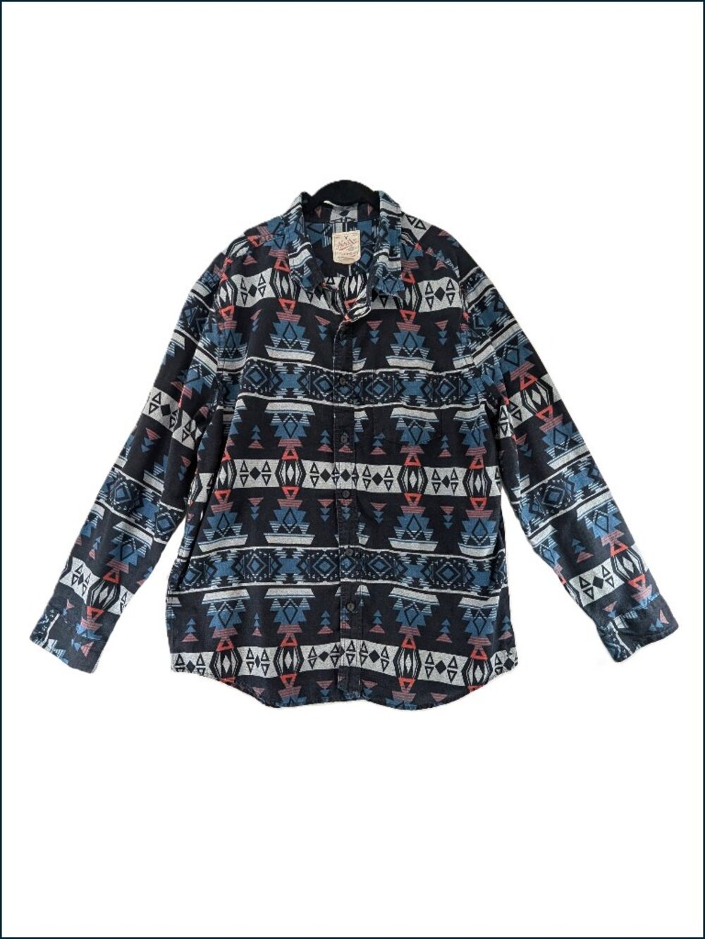 AE American Eagle Flannel Shirt Mens Size XXL Aztec Heritage Button Long Sleeve
